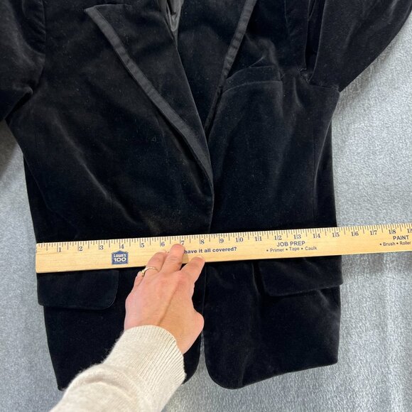 CLUB MONACO Sz 4 Black Velvet Tuxedo Trim Riding Blazer Collared Formal Classic - Picture 7 of 10